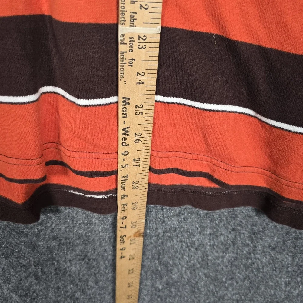 LL Bean Rugby Shirt Mens XL Striped Orange Brown Long Sleeve Cotton Fall Autumn